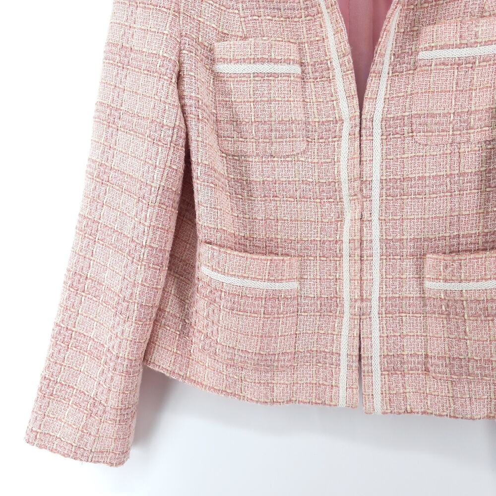 Jaclyn Smith 6 Vintage 90s Twee Quiet Luxury Coquette Tweed Fringe Short Blazer - Picture 3 of 16